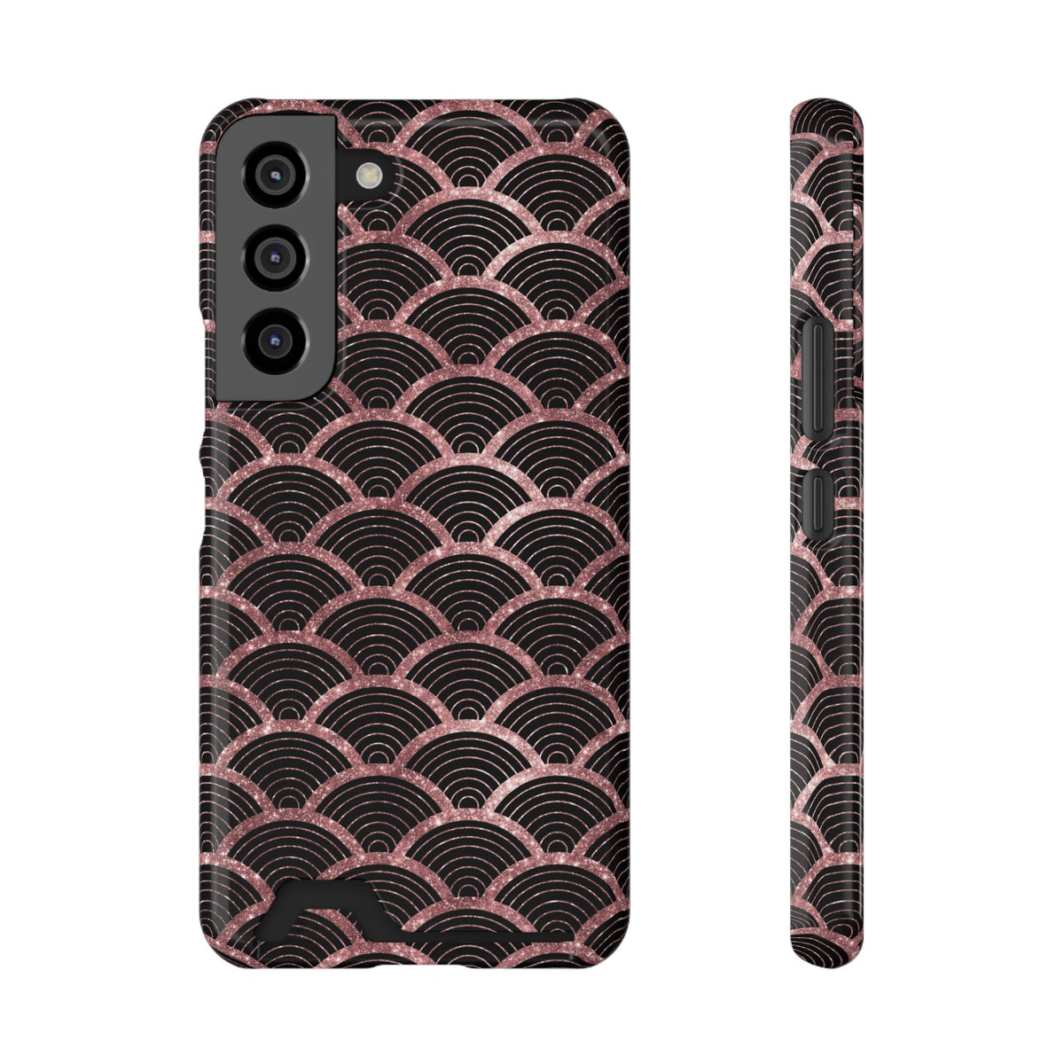Rose Gold Scale phone case with card holder for Samsung Galaxy S22, glossy finish