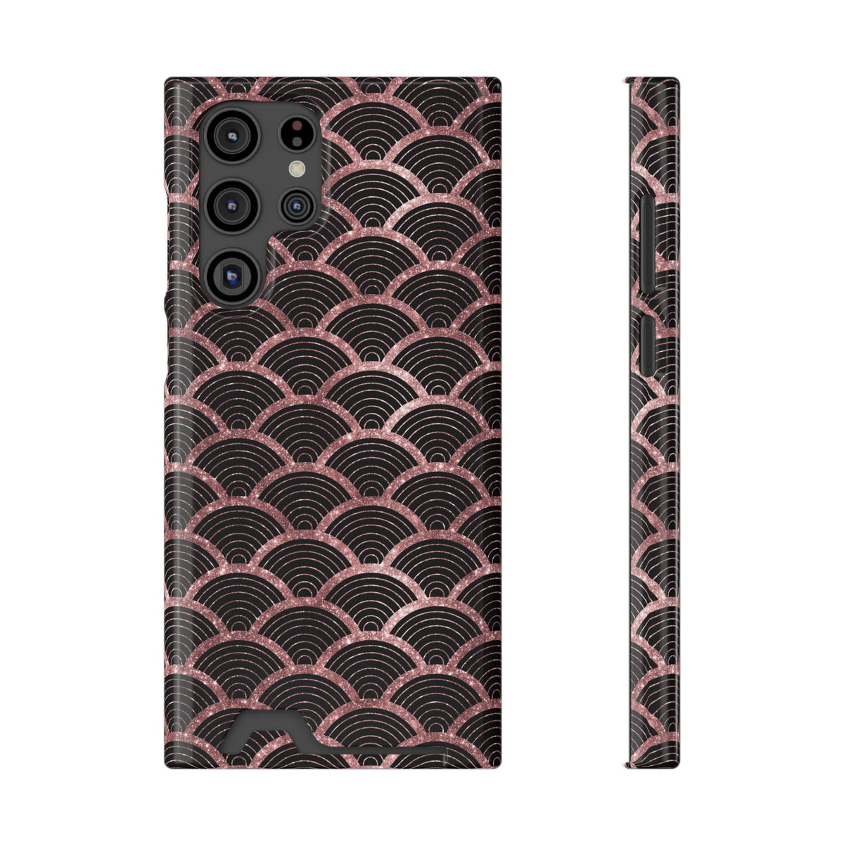 Rose Gold Scale phone case with card holder for Samsung Galaxy S22 Ultra, glossy finish