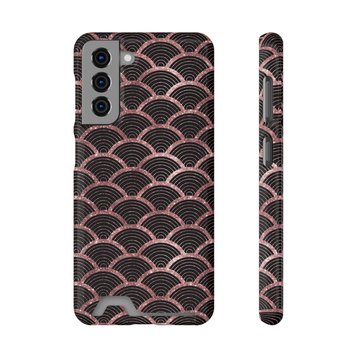 Rose Gold Scale phone case with card holder for Samsung Galaxy S21, glossy finish