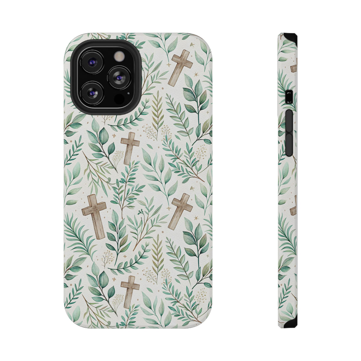 Sage Cross protective phone case for iPhone 12 Pro Max, glossy finish