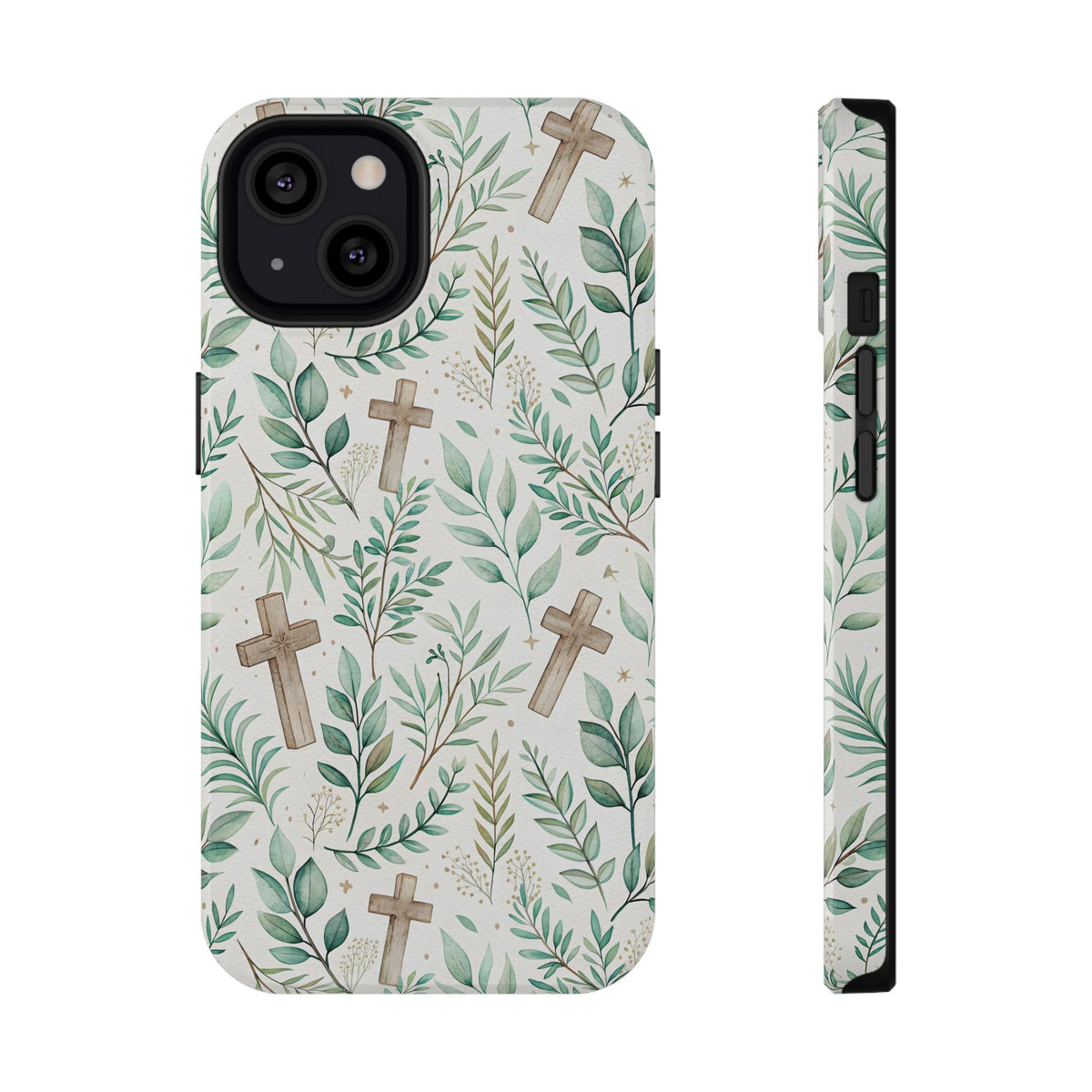 Sage Cross protective phone case for iPhone 13, glossy finish