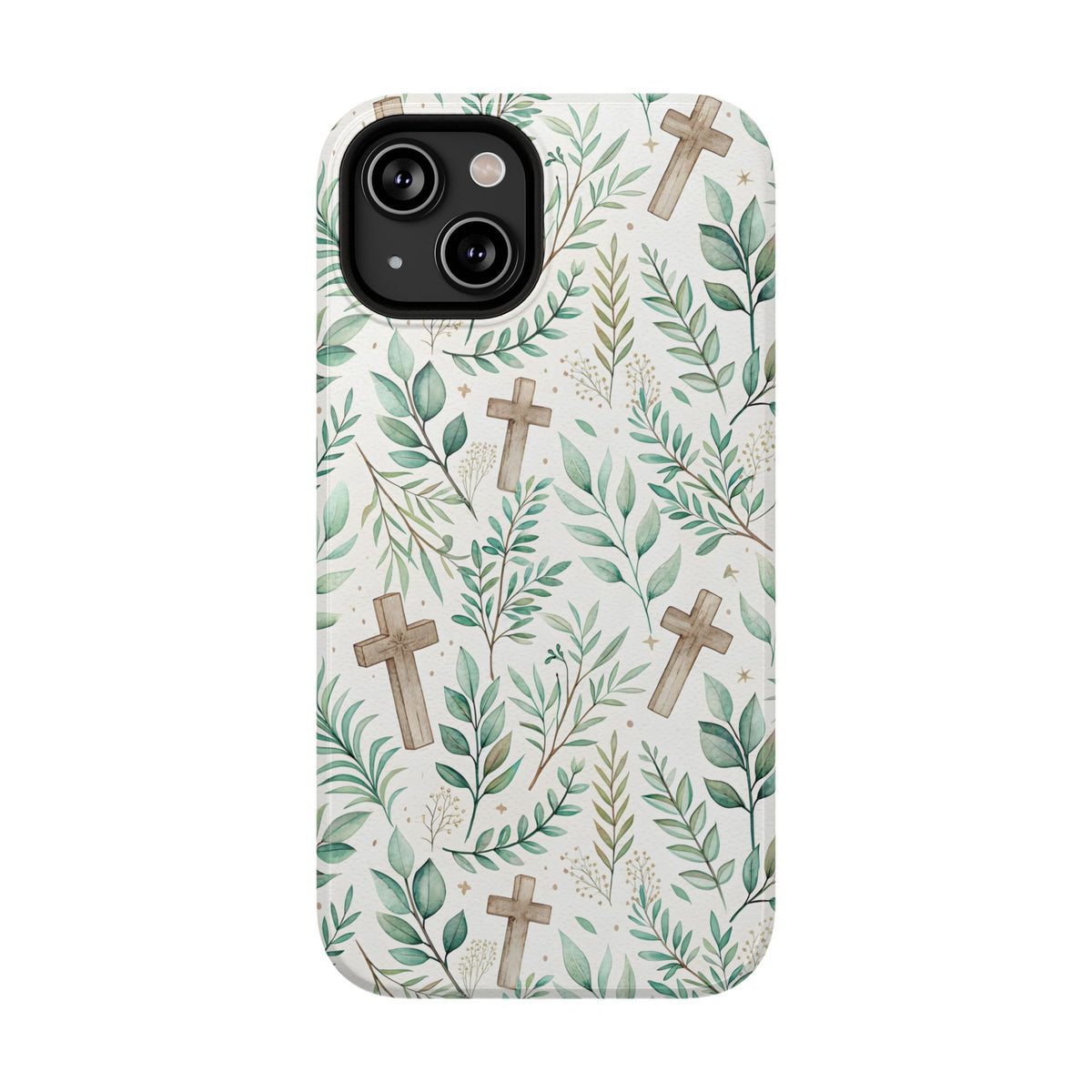 Sage Cross protective phone case for iPhone 14, glossy finish