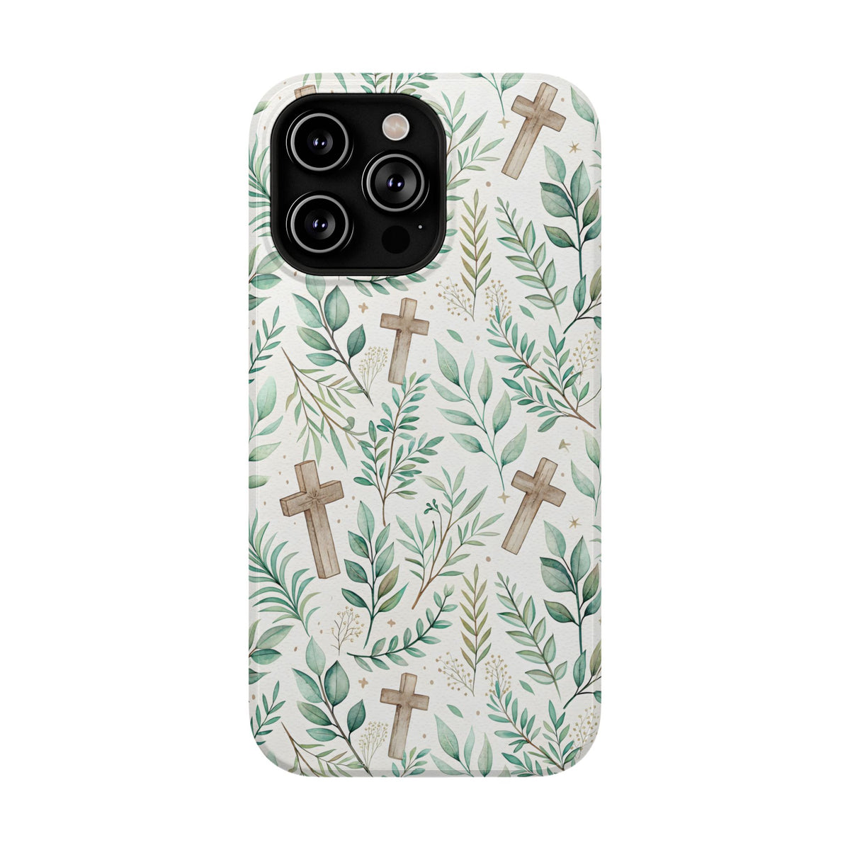 Sage Cross protective phone case for iPhone 14 Pro Max, glossy finish