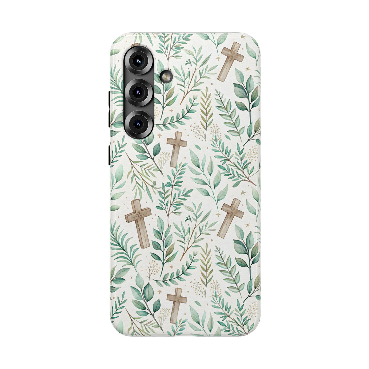 Sage Cross protective phone case for Samsung Galaxy S25 Plus, glossy finish