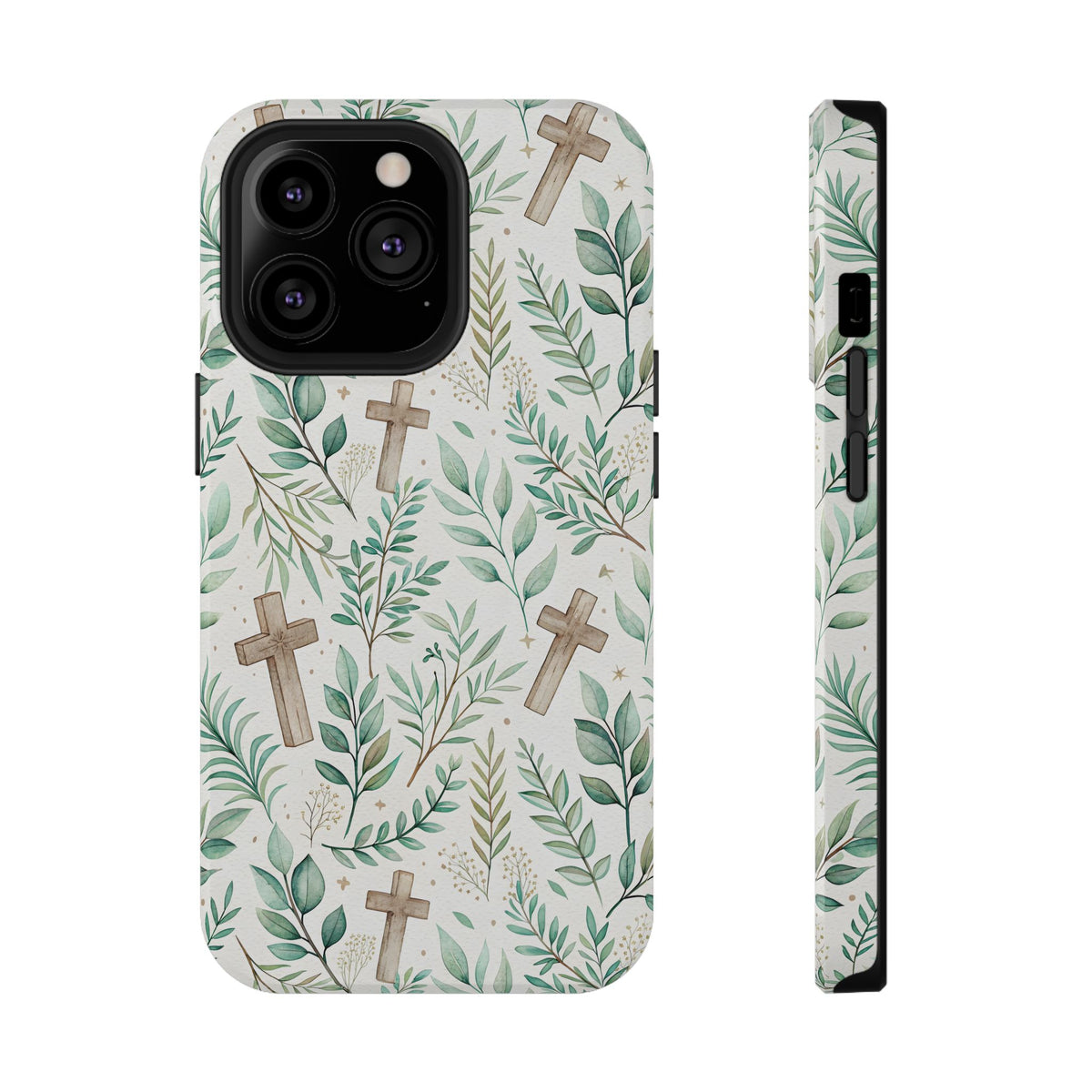 Sage Cross protective phone case for iPhone 13 Pro, glossy finish