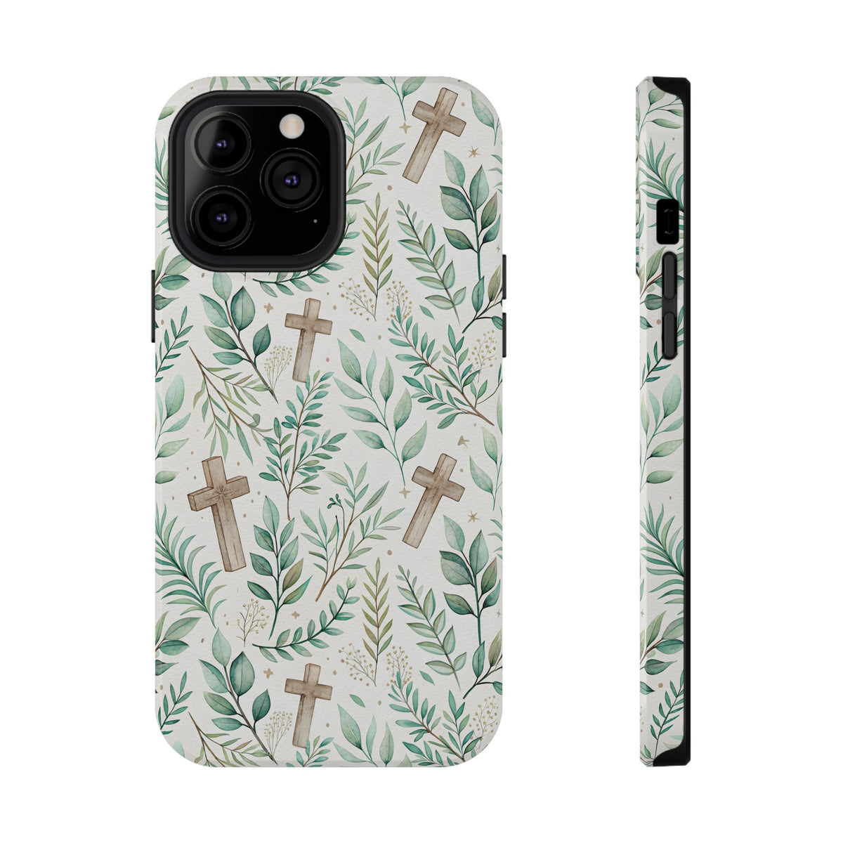 Sage Cross protective phone case for iPhone 13 Pro Max, glossy finish