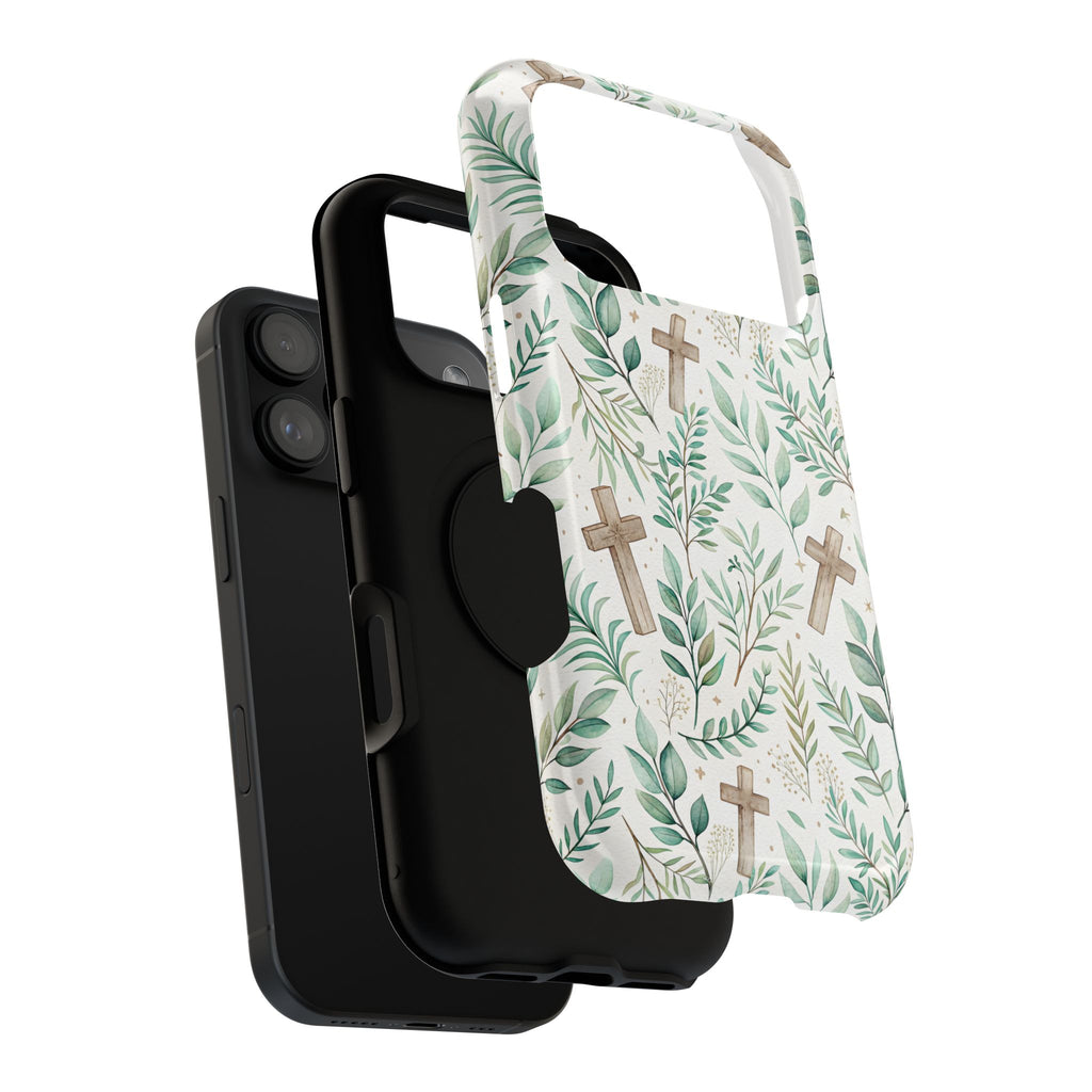 Sage Cross protective phone case, close-up of the dual-layer construction