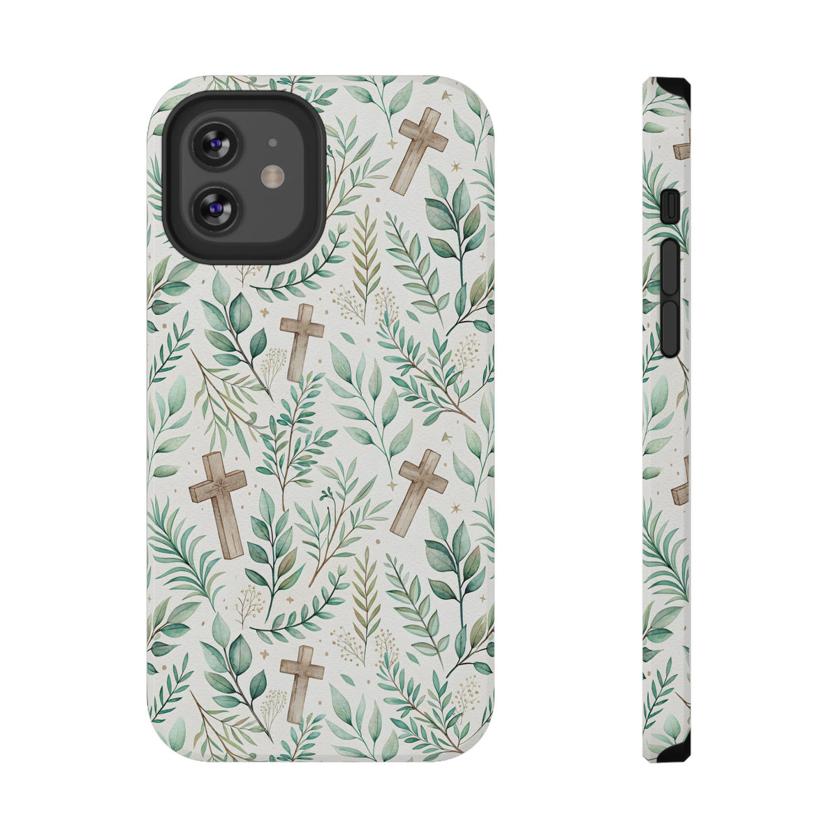 Sage Cross protective phone case for iPhone 12, glossy finish