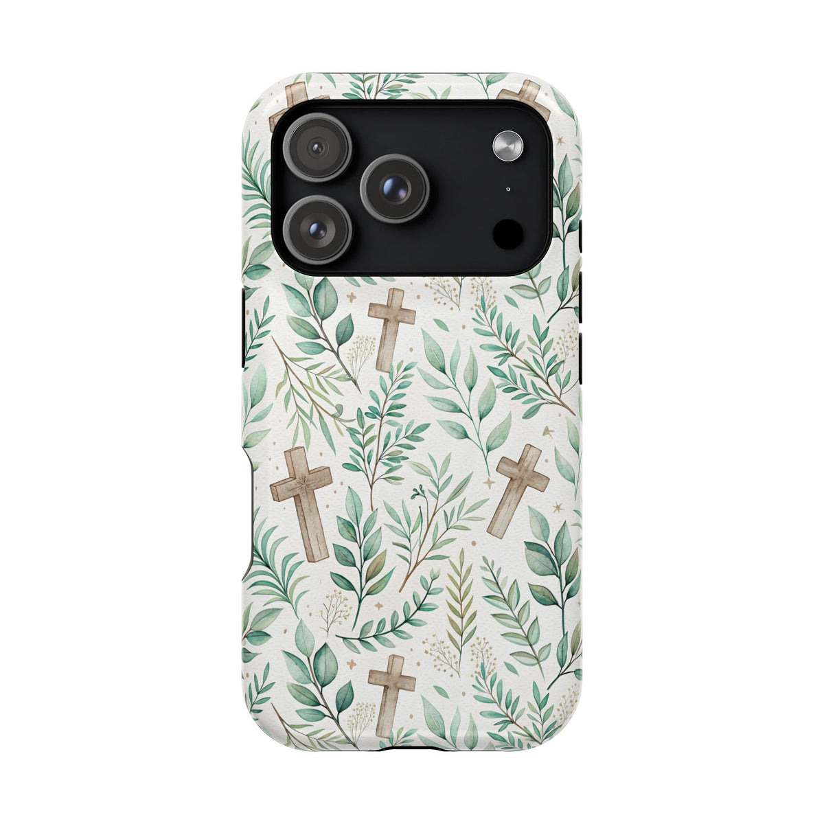Sage Cross MagSafe case for iPhone 18 Pro, glossy finish