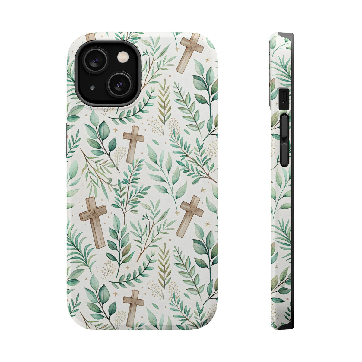 Sage Cross MagSafe case for iPhone 14, glossy finish
