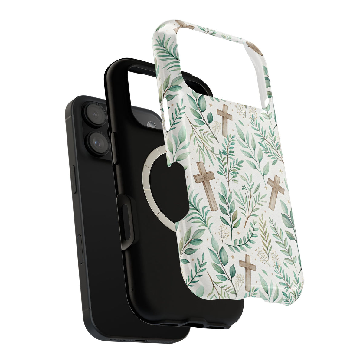 Sage Cross MagSafe case, close-up of the dual-layer construction