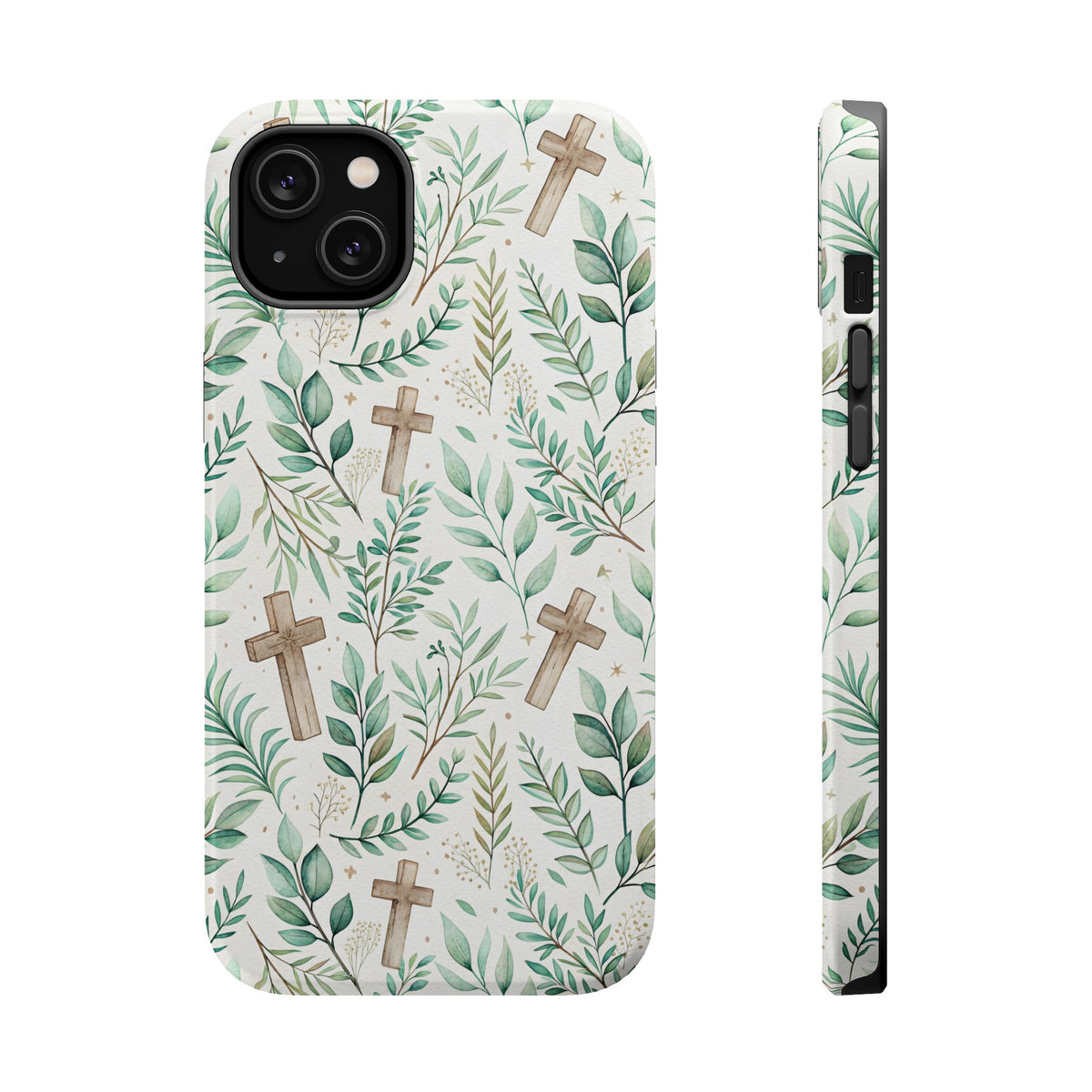 Sage Cross MagSafe case for iPhone 14 Plus, glossy finish