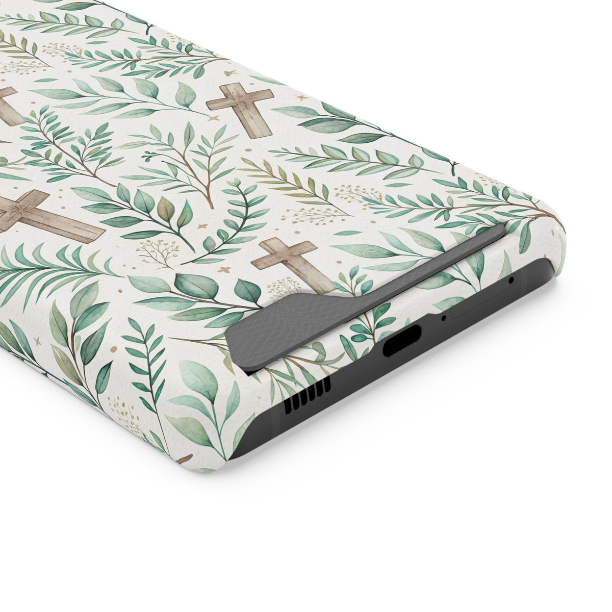 Sage Cross phone case with card holder for Samsung Galaxy S21 Ultra, glossy finish