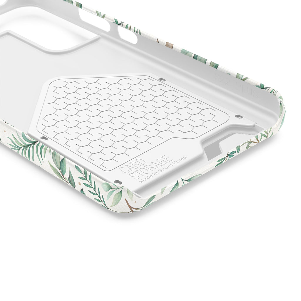 Sage Cross phone case with card holder, close-up of the inside