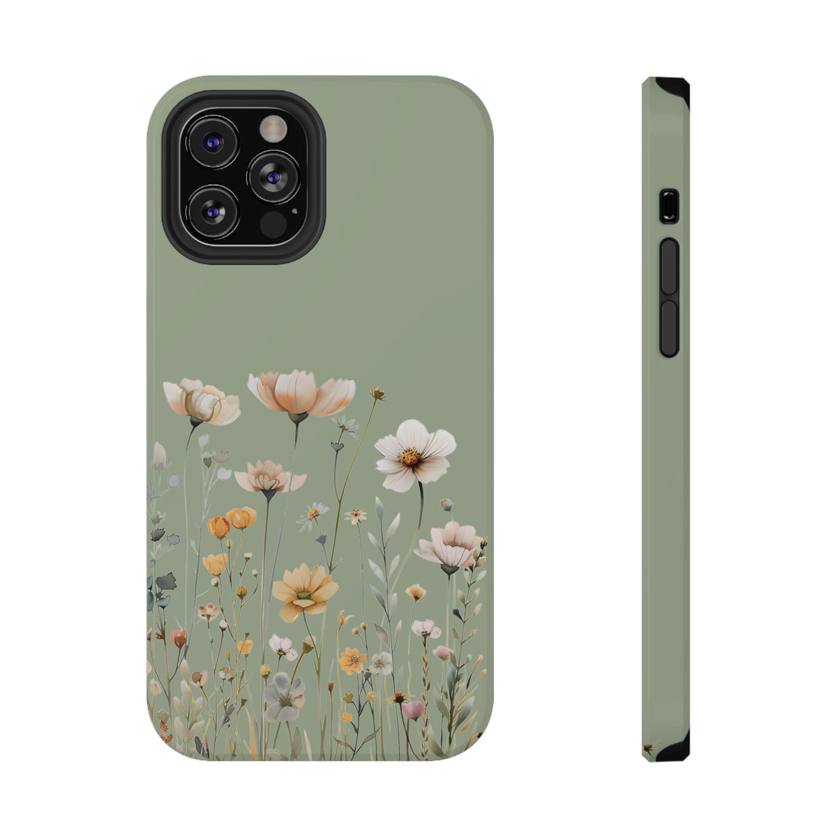 Sage Daisy protective phone case for iPhone 12 Pro, glossy finish
