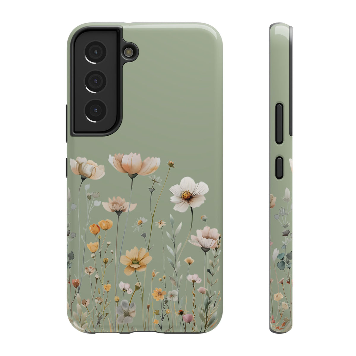 Sage Daisy protective phone case for Samsung Galaxy S22, glossy finish