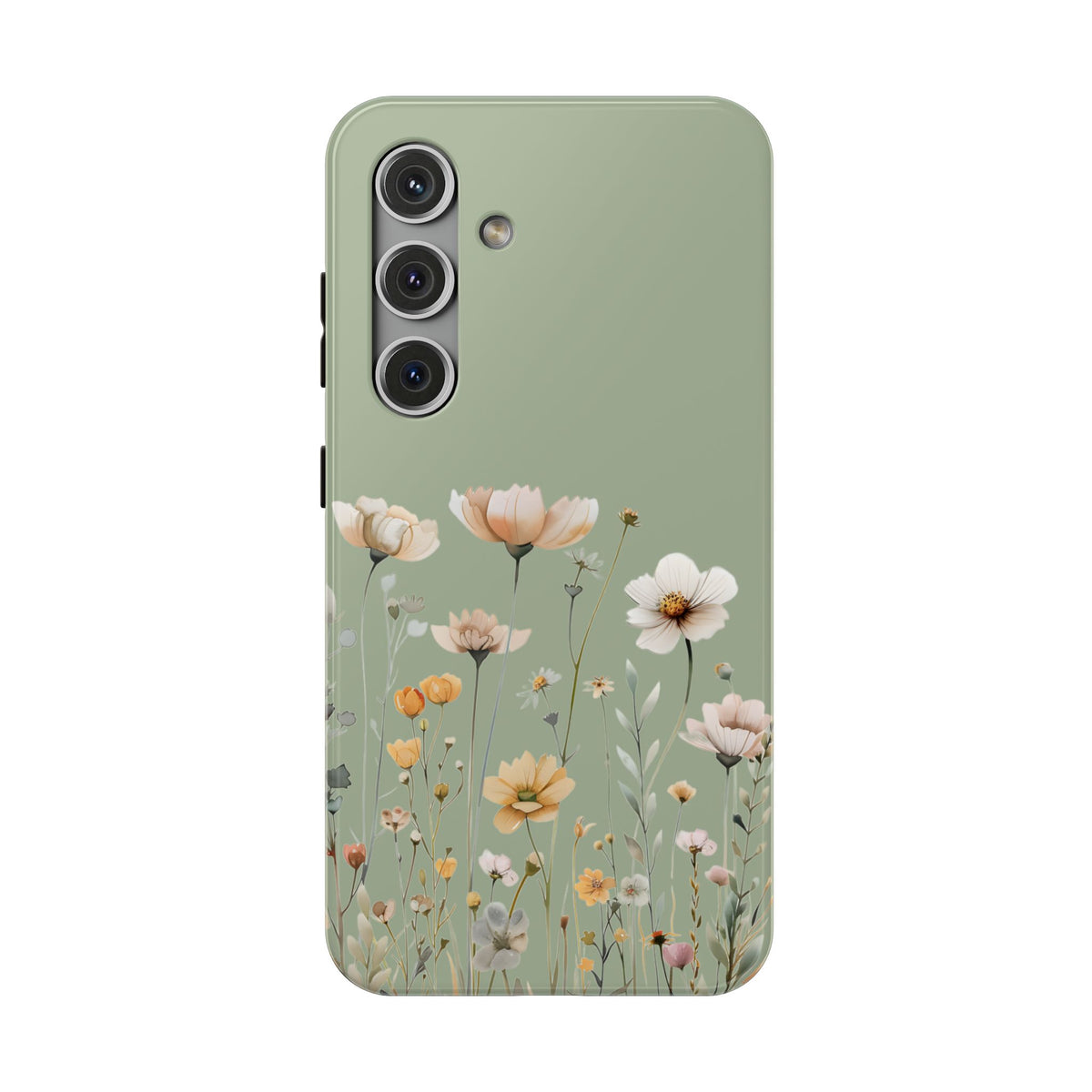 Sage Daisy protective phone case for Samsung Galaxy S24, glossy finish
