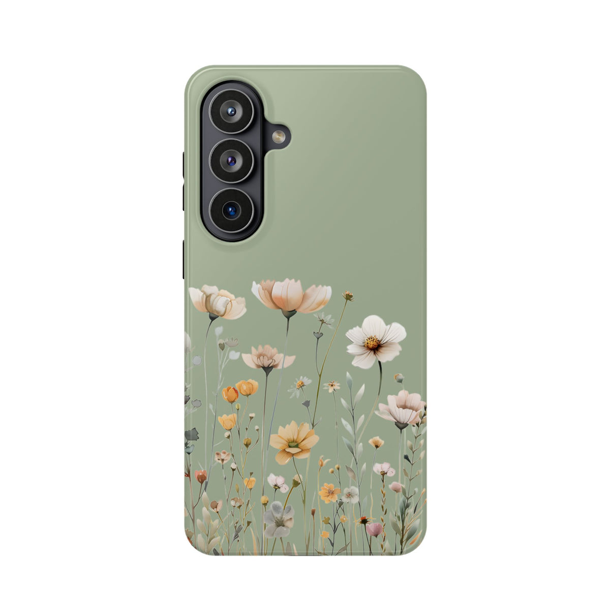 Sage Daisy protective phone case for Samsung Galaxy S26 Plus, glossy finish