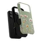 Sage Daisy protective phone case, close-up of the dual-layer construction