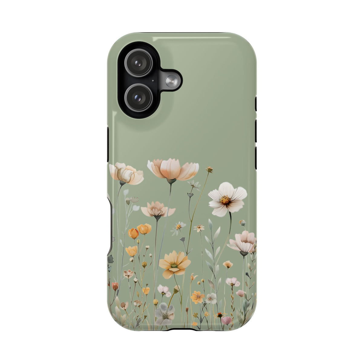 Sage Daisy MagSafe case for iPhone 17, glossy finish