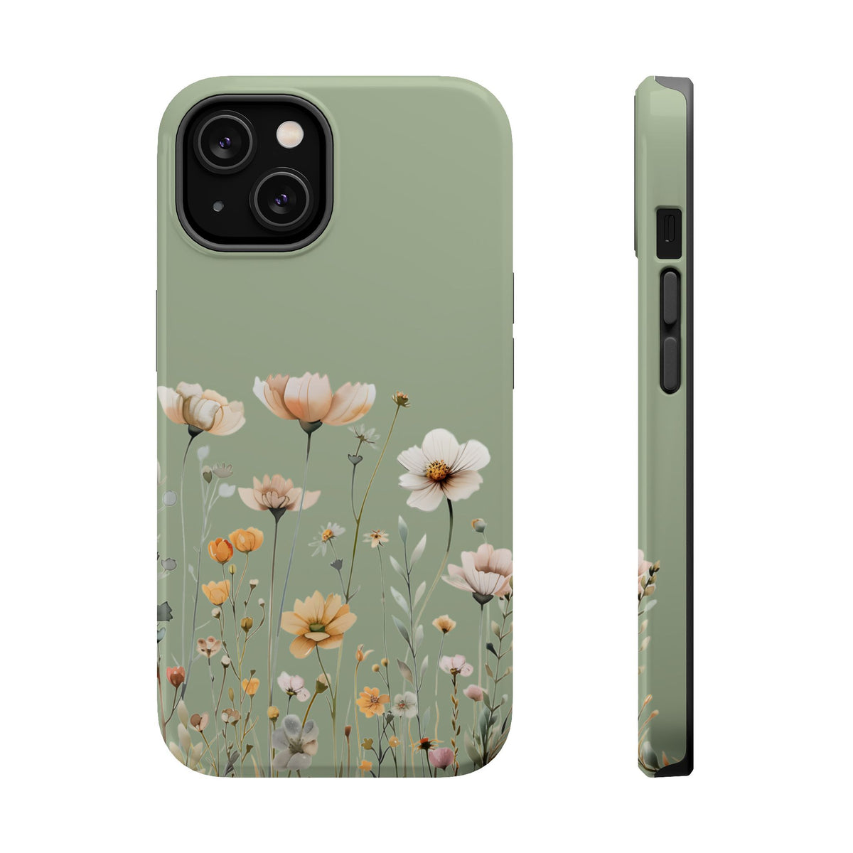 Sage Daisy MagSafe case for iPhone 14, glossy finish