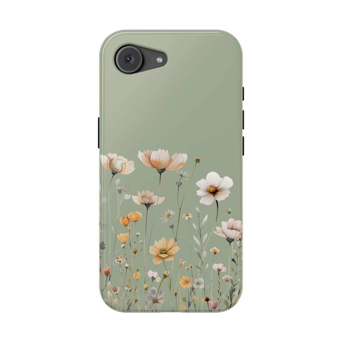Sage Daisy MagSafe case for iPhone 16e, glossy finish