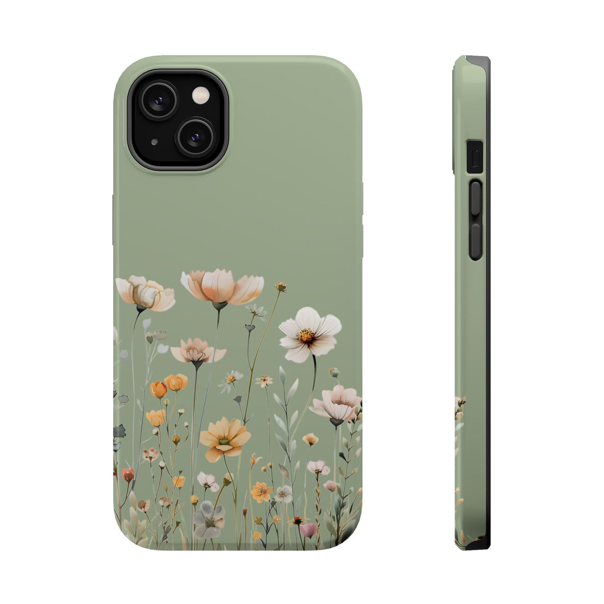 Sage Daisy MagSafe case for iPhone 14 Plus, glossy finish