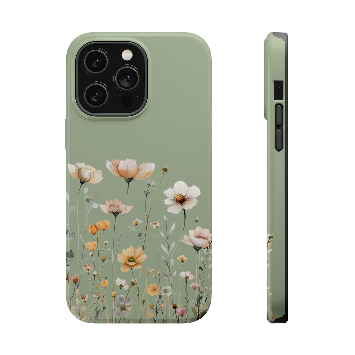 Sage Daisy MagSafe case for iPhone 14 Pro Max, glossy finish