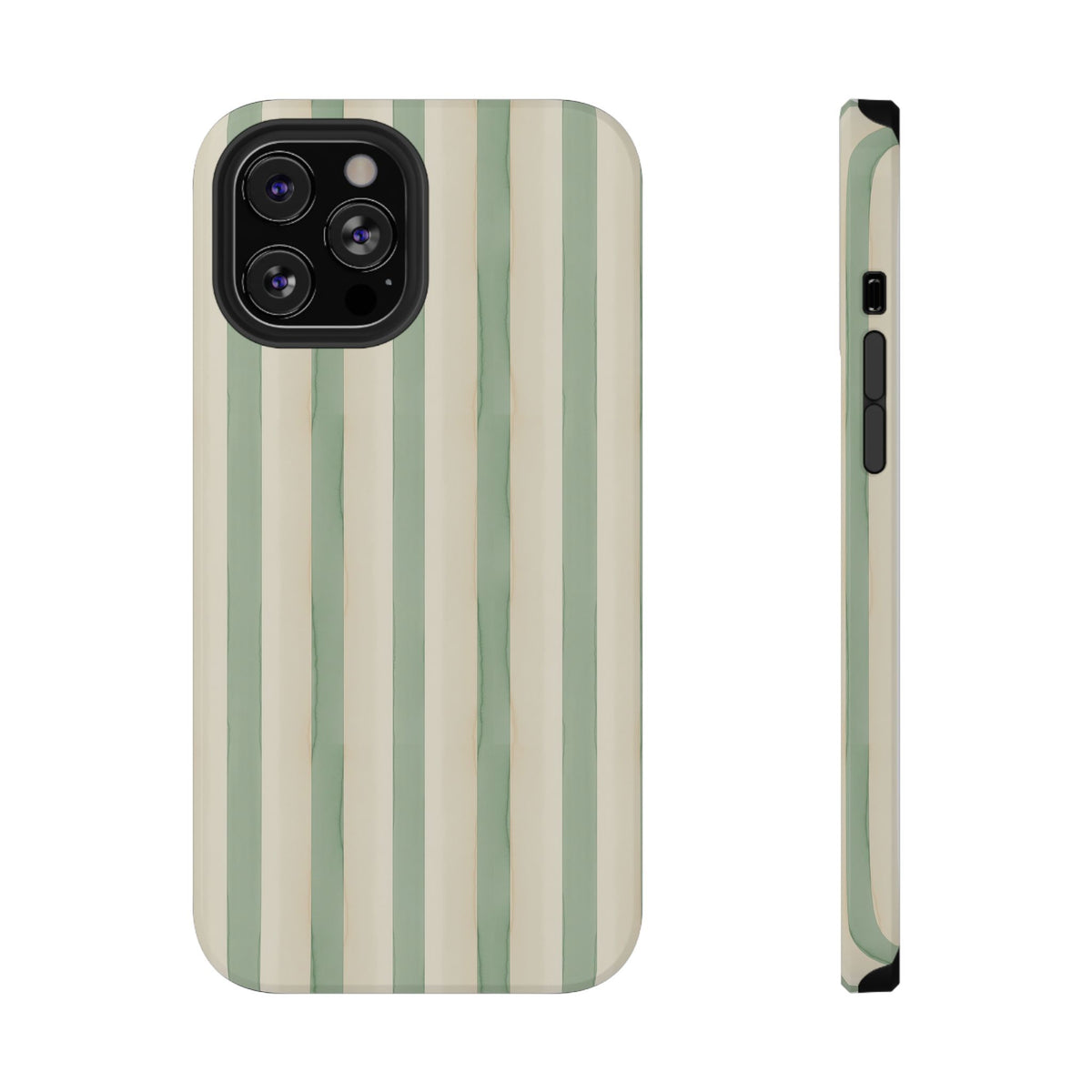 Sage Stripe protective phone case for iPhone 12 Pro Max, glossy finish