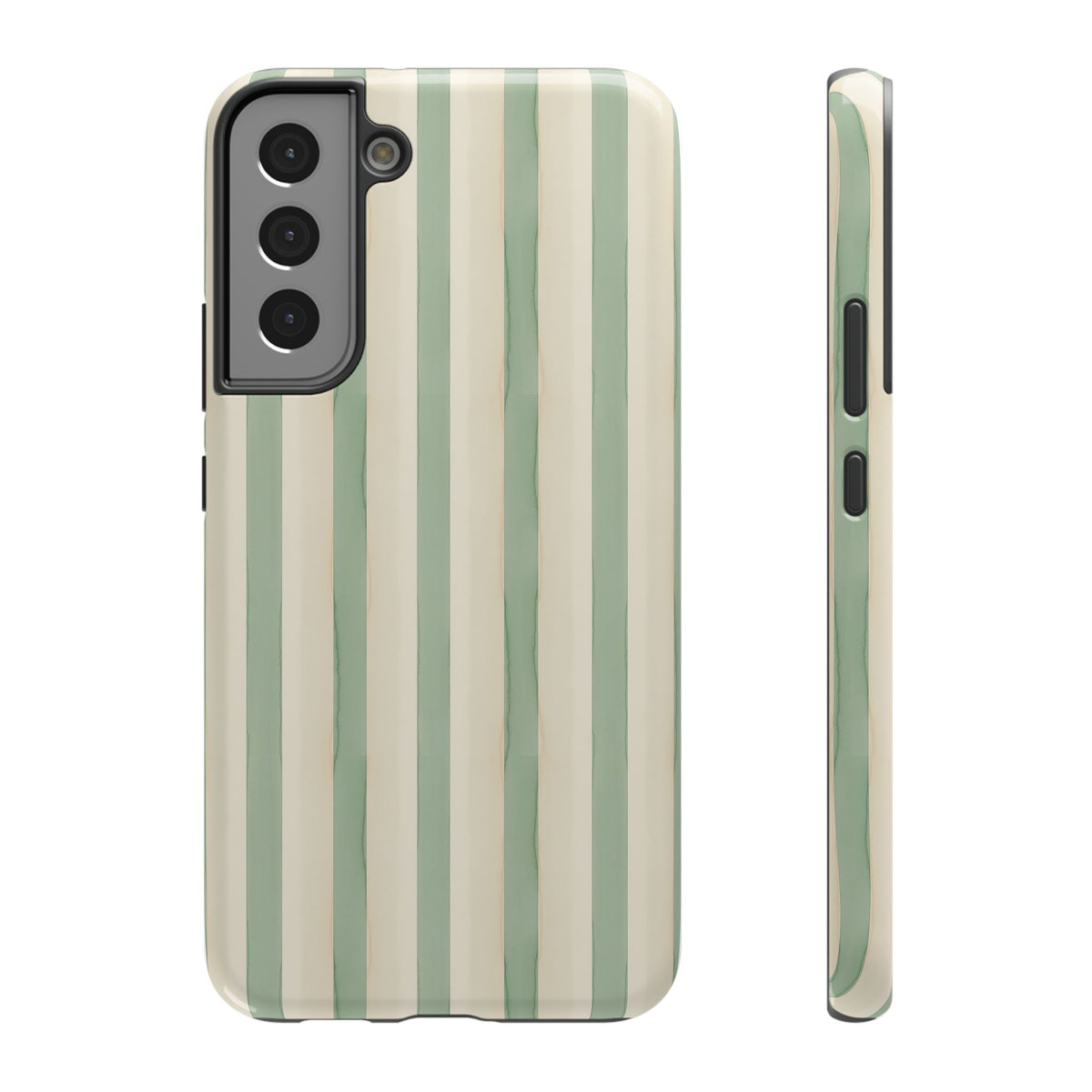 Sage Stripe protective phone case for Samsung Galaxy S22 Plus, glossy finish