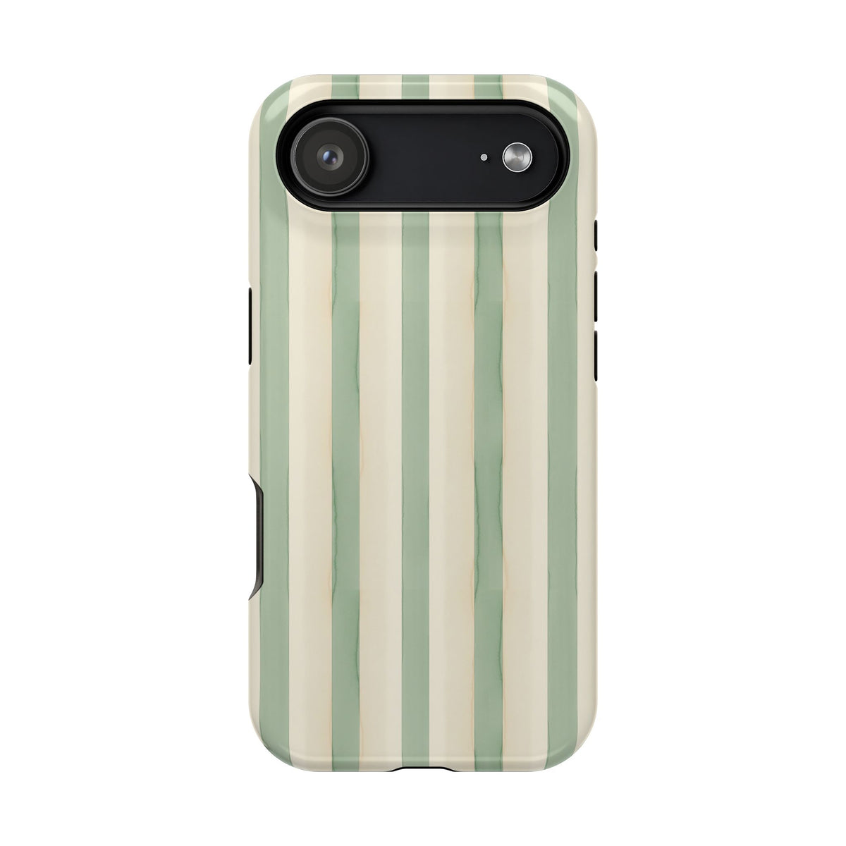 Sage Stripe protective phone case for iPhone 17 Air, glossy finish
