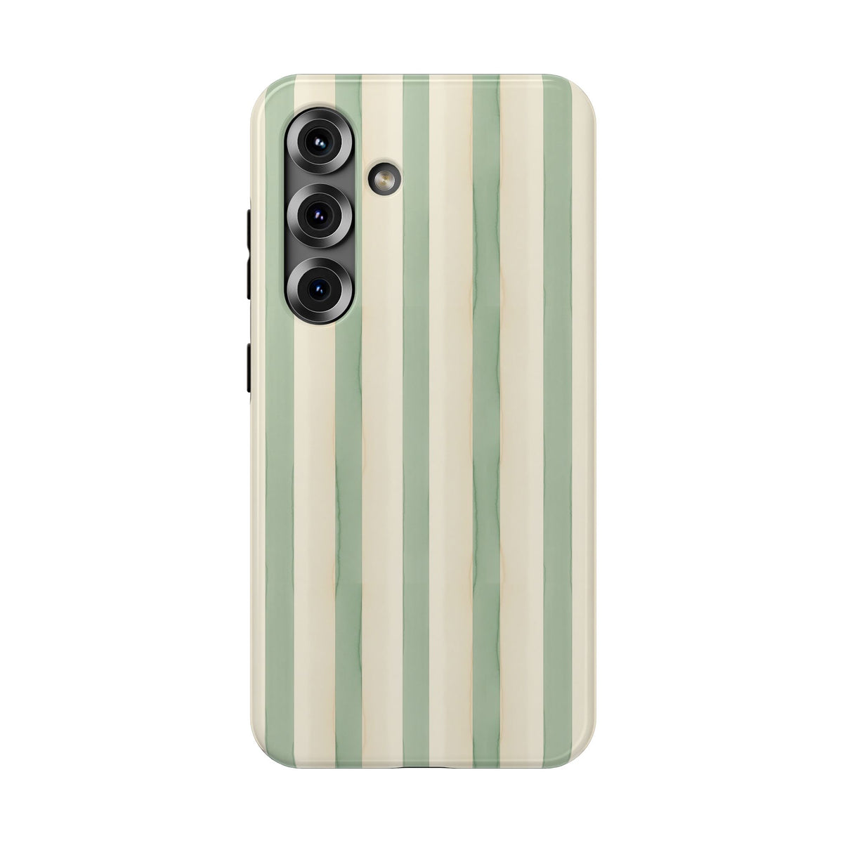 Sage Stripe protective phone case for Samsung Galaxy S25, glossy finish