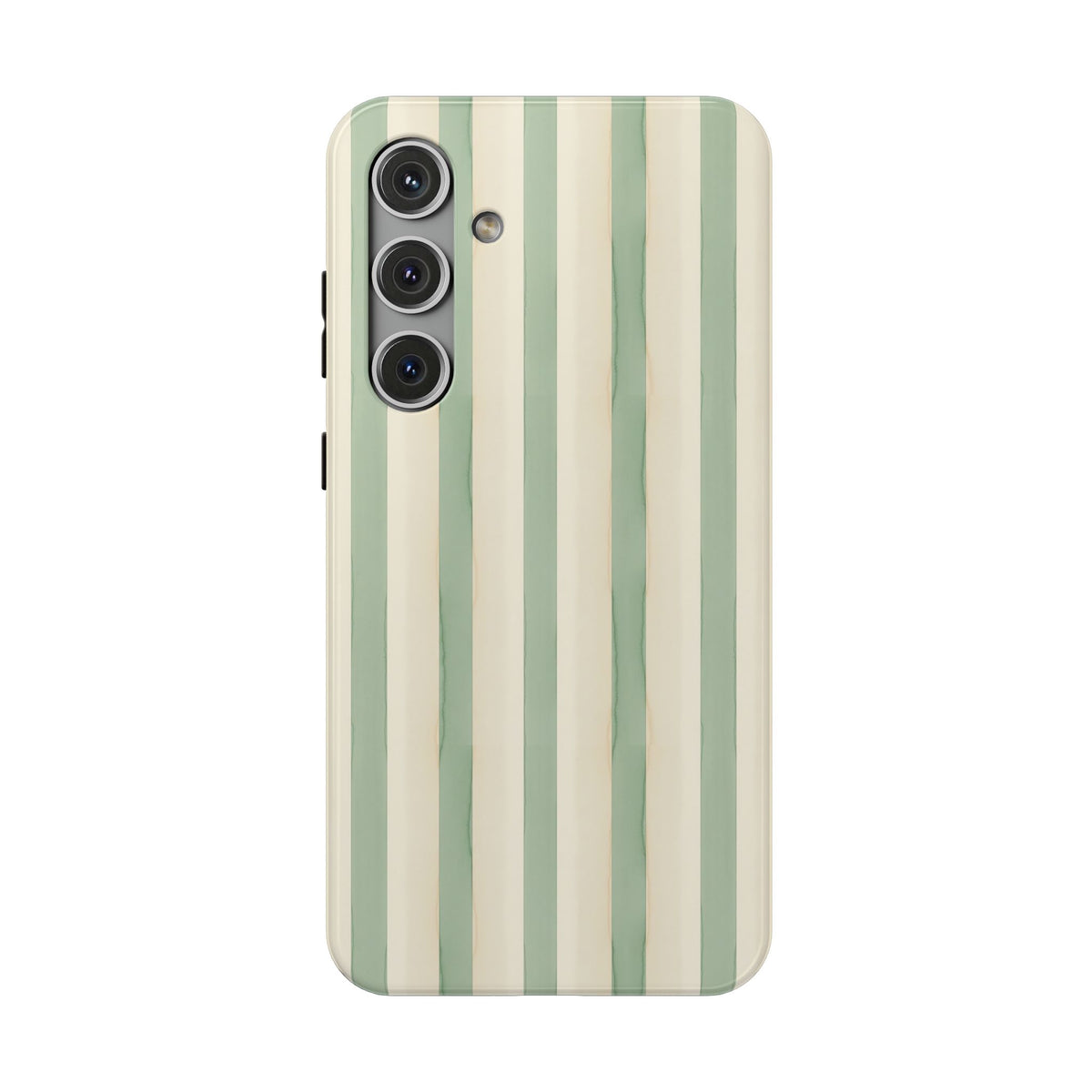 Sage Stripe protective phone case for Samsung Galaxy S24 Plus, glossy finish