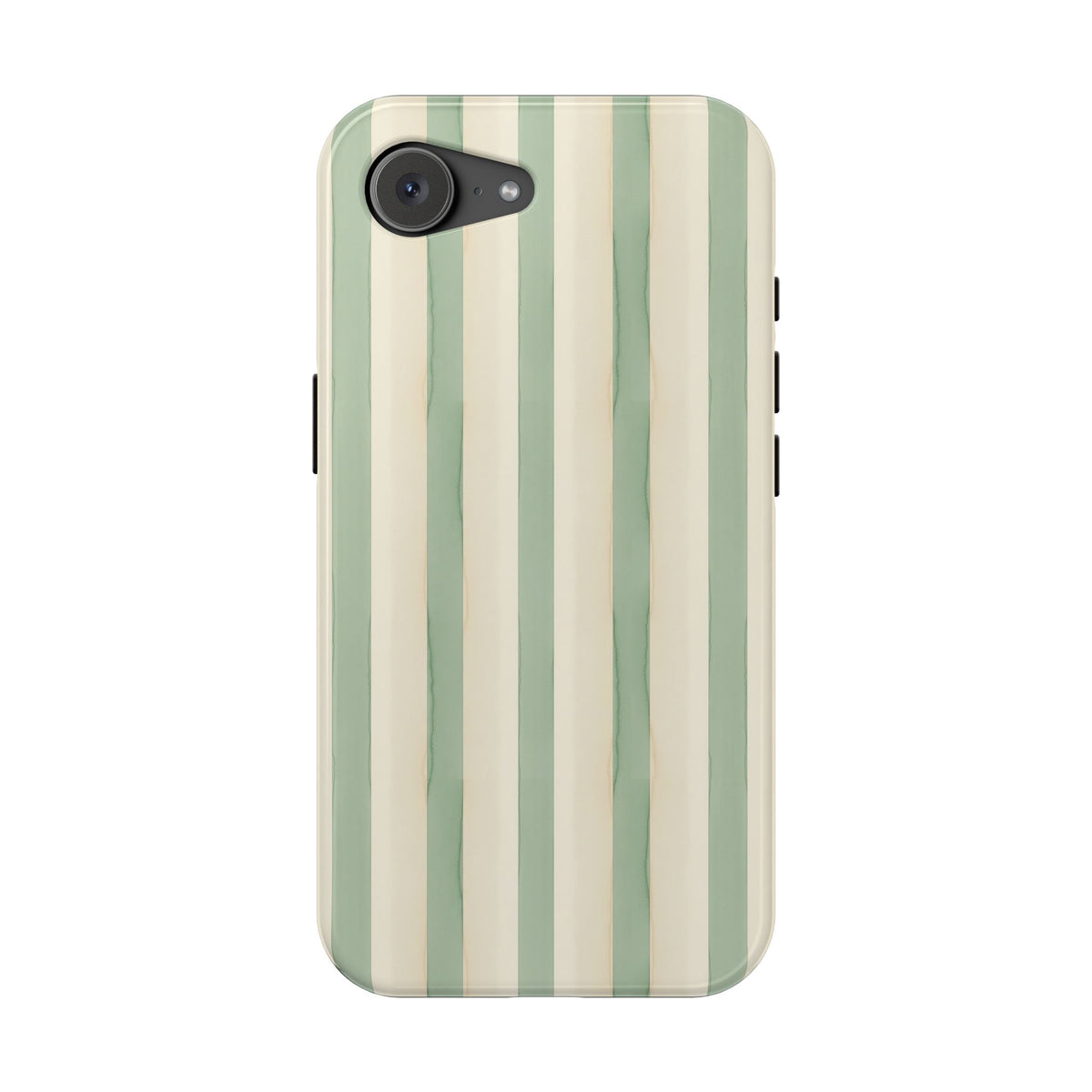Sage Stripe protective phone case for iPhone 17e, glossy finish
