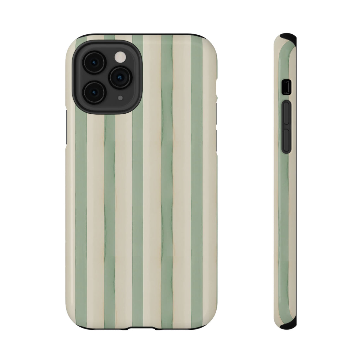 Sage Stripe protective phone case for iPhone 11 Pro, glossy finish
