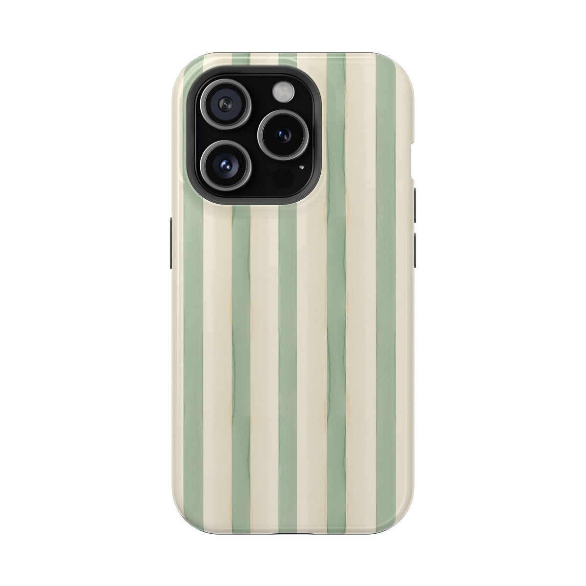 Sage Stripe MagSafe case for iPhone 15 Pro, glossy finish