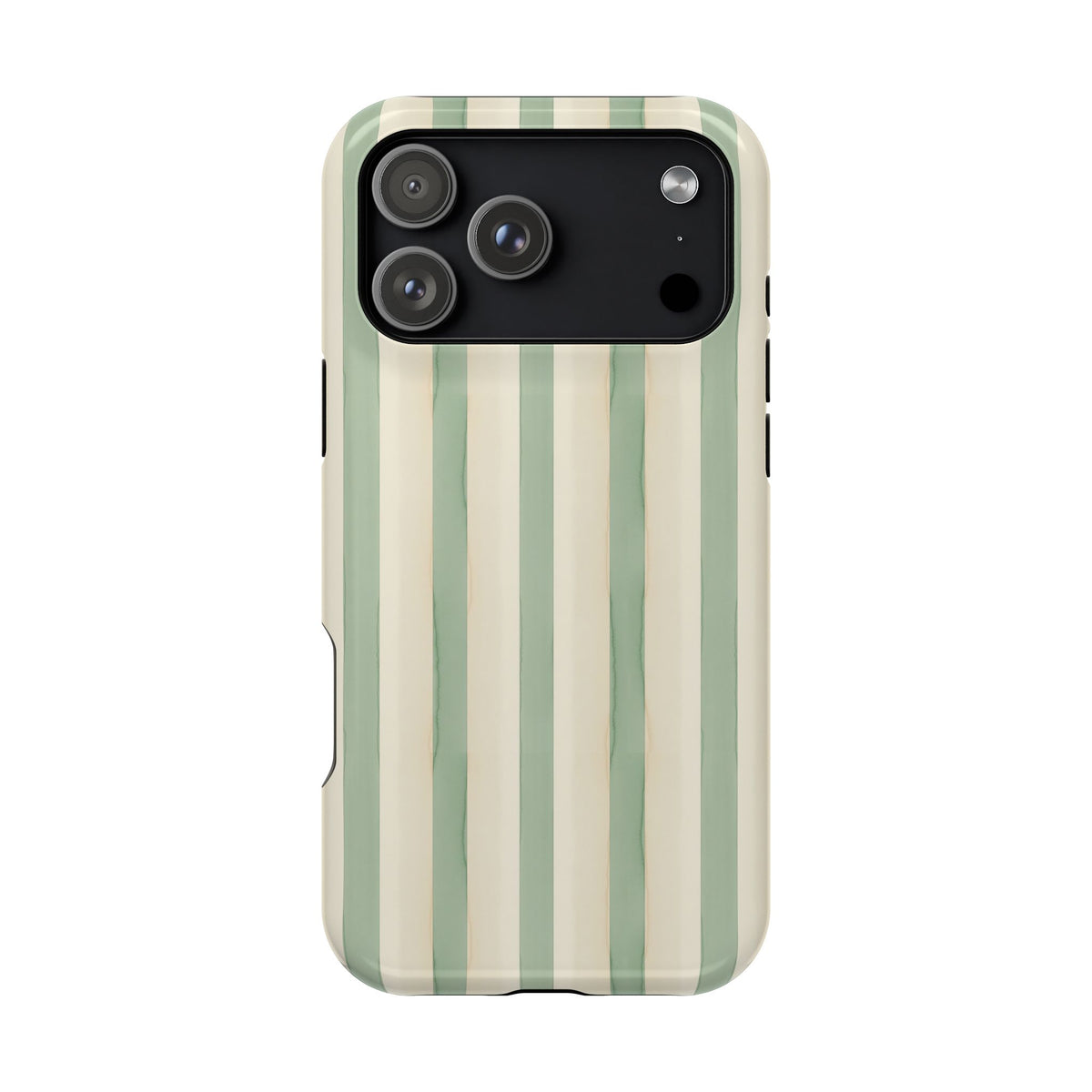Sage Stripe MagSafe case for iPhone 18 Pro Max, glossy finish