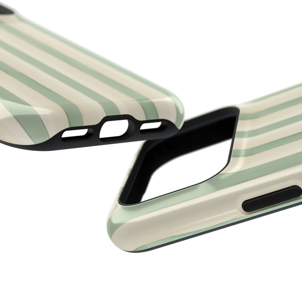 Sage Stripe MagSafe case, close-up at an angle