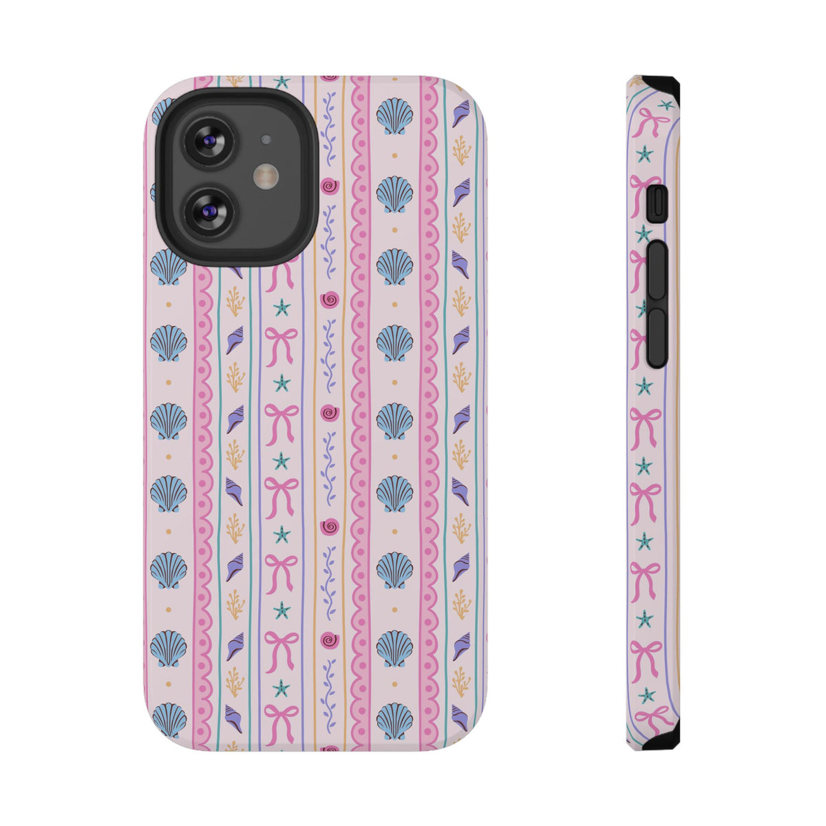 Seashell Ribbon protective phone case for iPhone 12 Mini, glossy finish