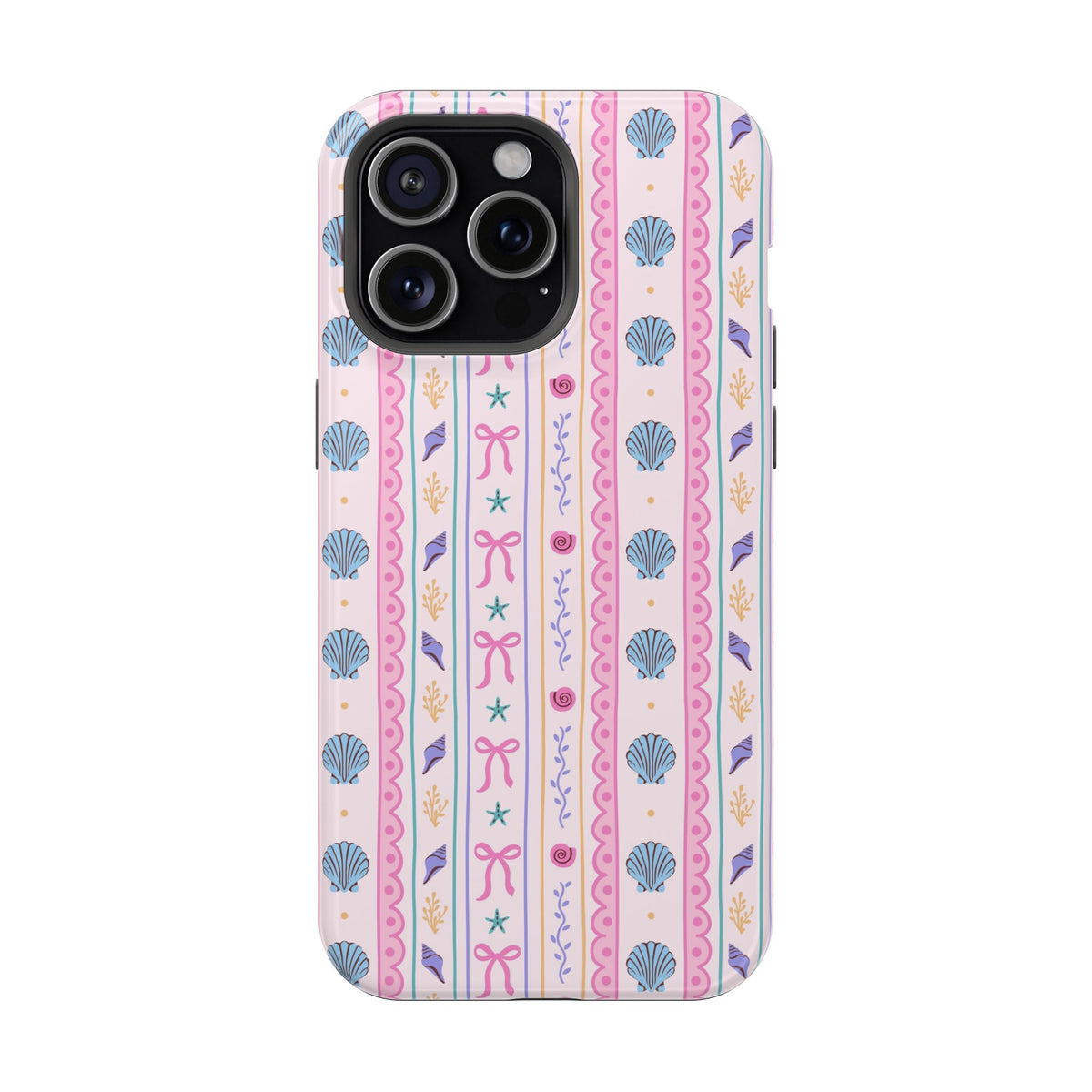 Seashell Ribbon protective phone case for iPhone 15 Pro Max, glossy finish