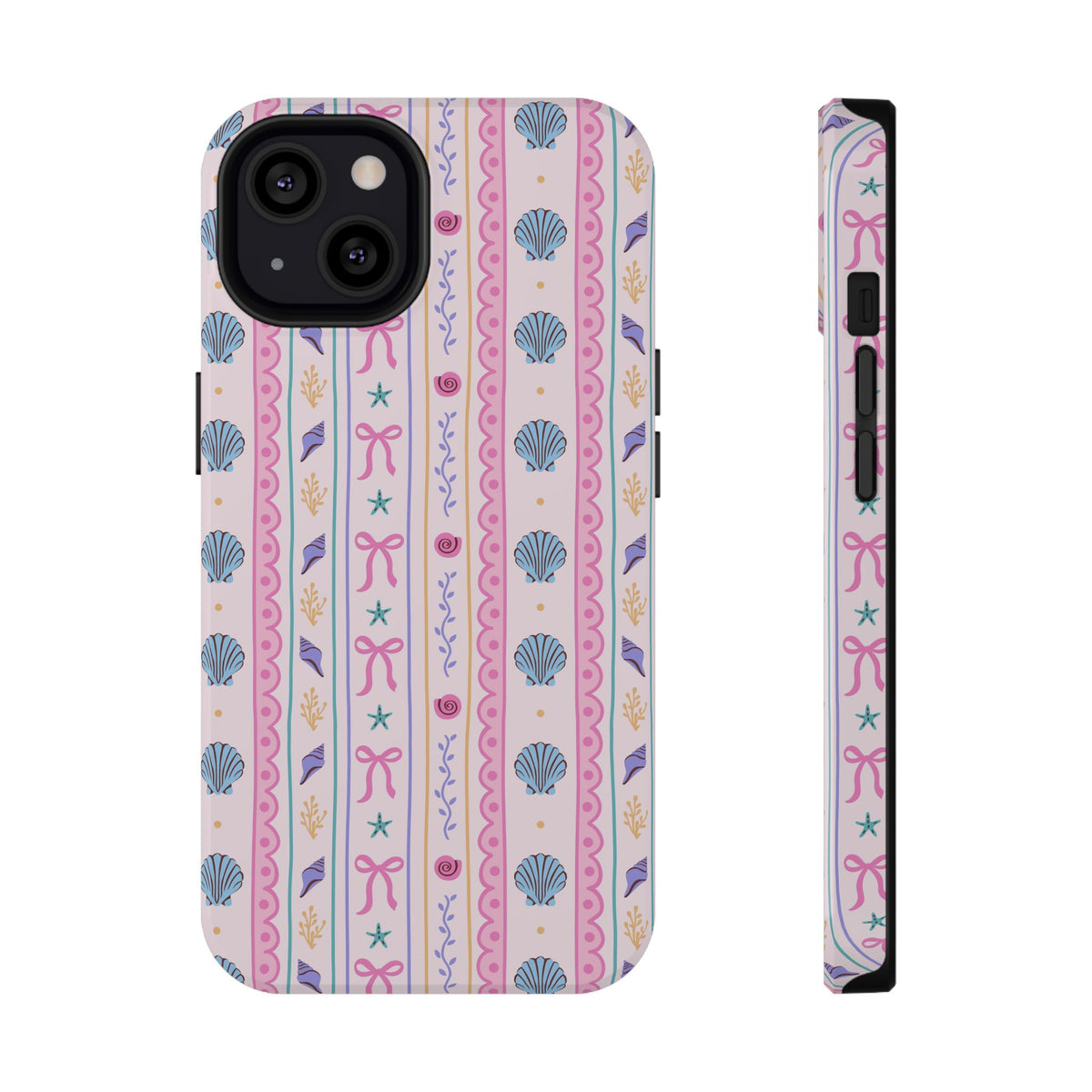 Seashell Ribbon protective phone case for iPhone 13, glossy finish