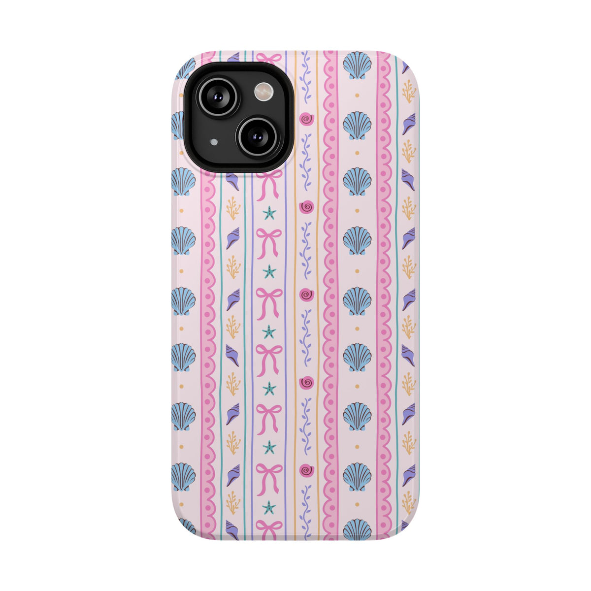 Seashell Ribbon protective phone case for iPhone 14, glossy finish