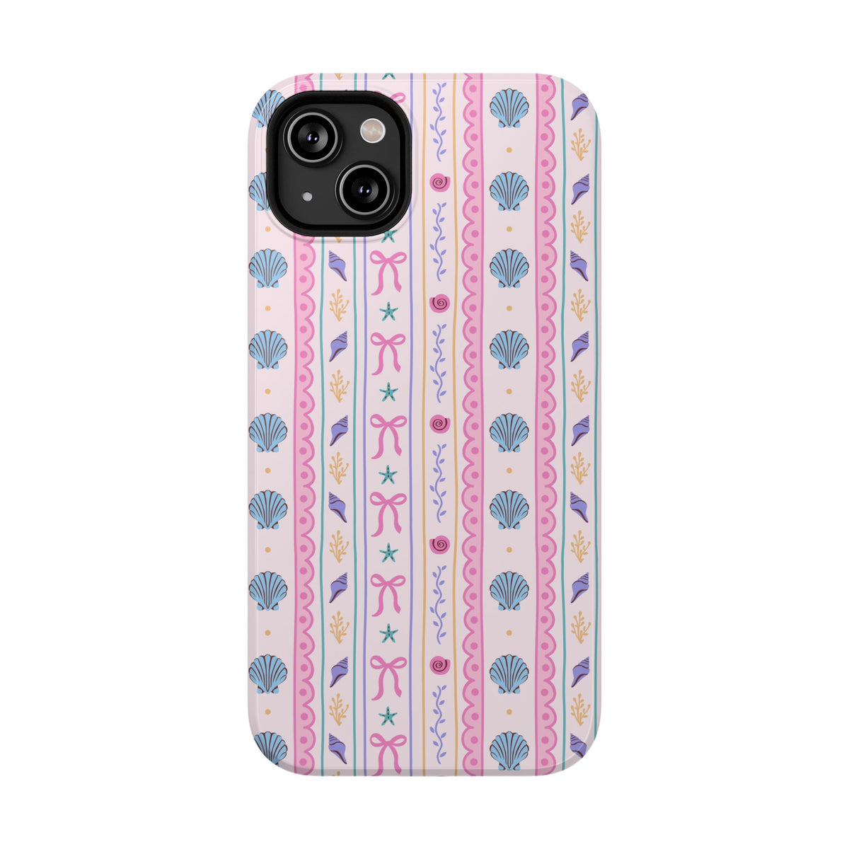 Seashell Ribbon protective phone case for iPhone 14 Plus, glossy finish