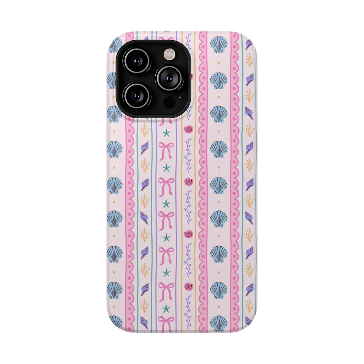 Seashell Ribbon protective phone case for iPhone 14 Pro Max, glossy finish