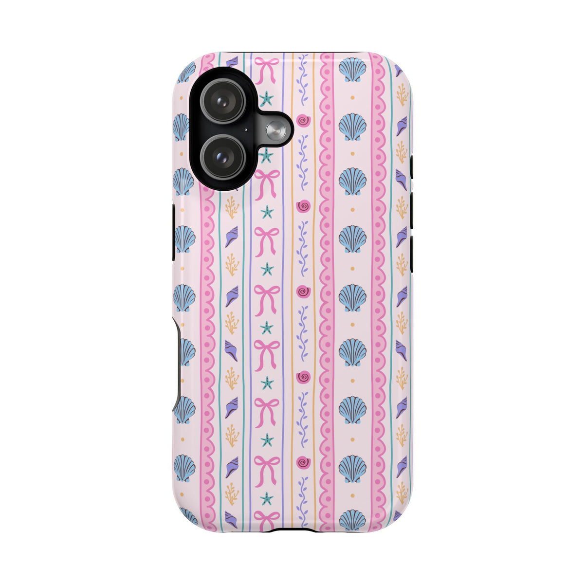 Seashell Ribbon protective phone case for iPhone 17, glossy finish