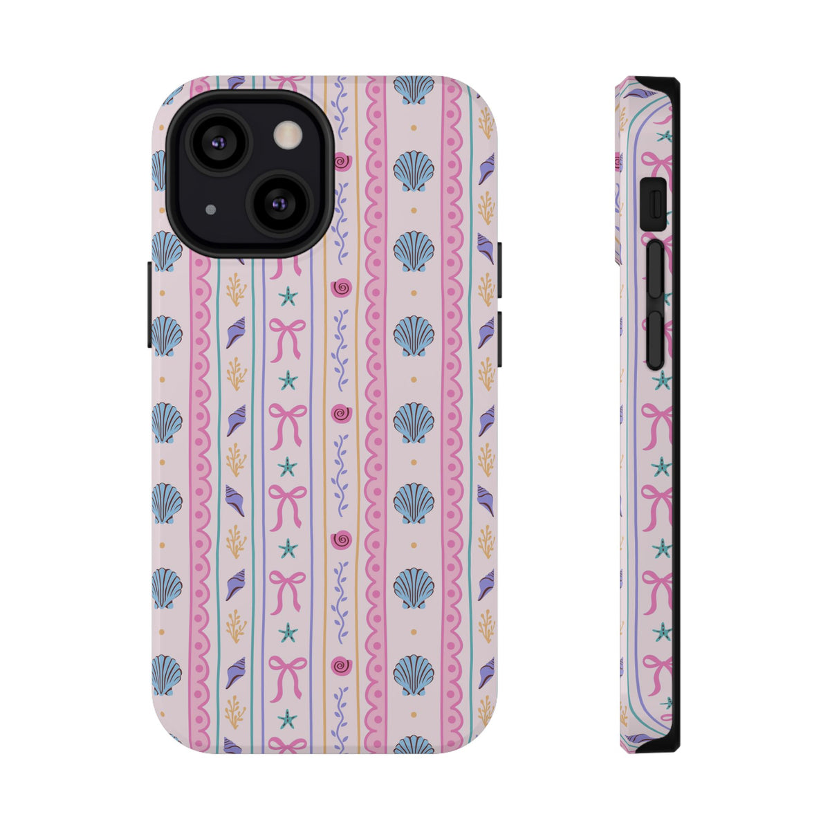Seashell Ribbon protective phone case for iPhone 13 Mini, glossy finish
