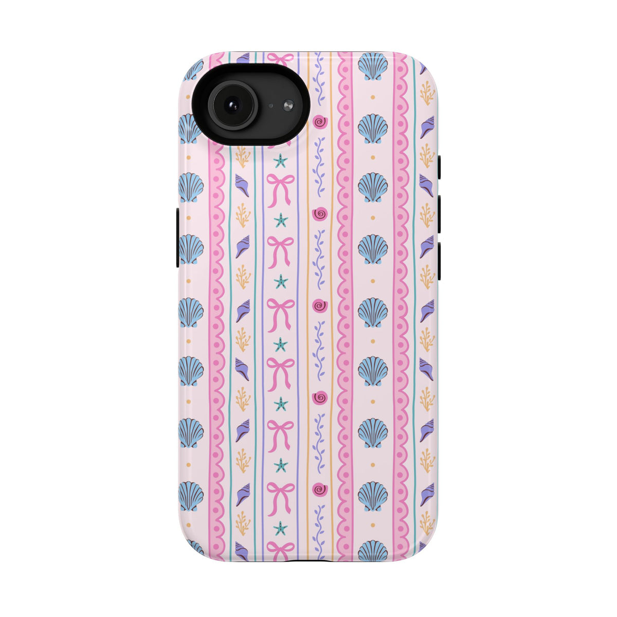 Seashell Ribbon protective phone case for iPhone 16e, glossy finish