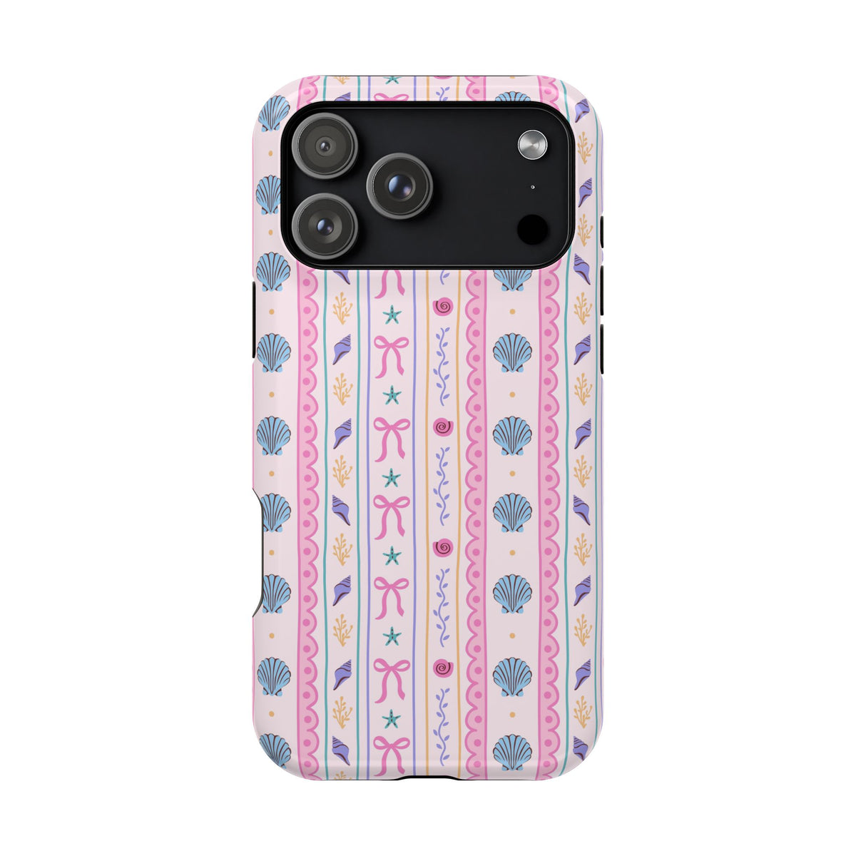 Seashell Ribbon protective phone case for iPhone 18 Pro Max, glossy finish