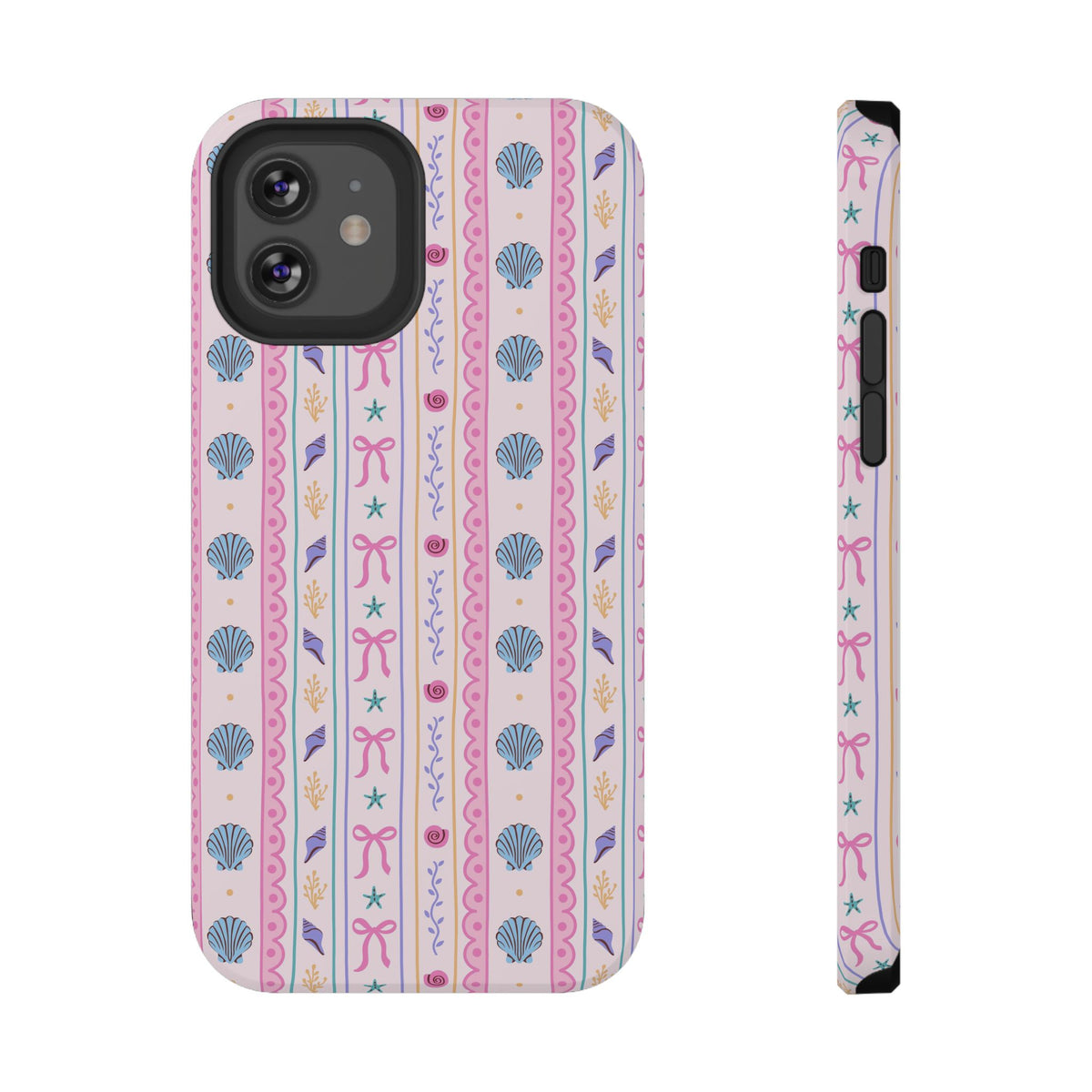 Seashell Ribbon protective phone case for iPhone 12, glossy finish