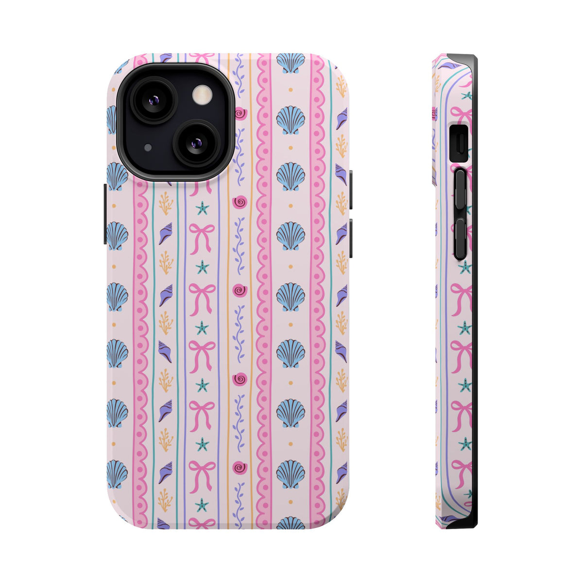 Seashell Ribbon MagSafe case for iPhone 13 Mini, glossy finish